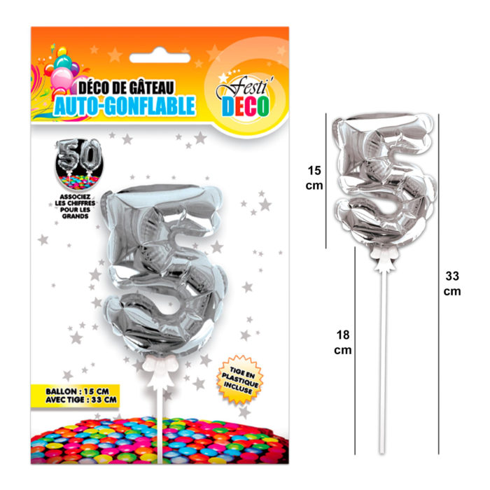 Festivitré Deco 3 Gateaux Bougie 5 Ballon