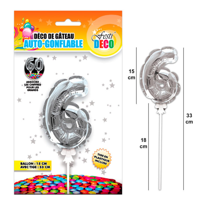 Festivitré Deco 3 Gateaux Bougie 6 Ballon
