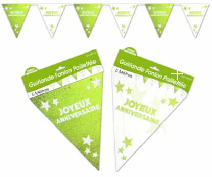 Festivitré Guirlande Fanion Pail Vert