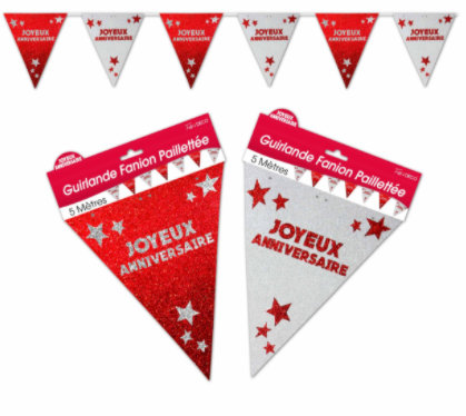 Festivitré Guirlande Fanion Paill Rouge
