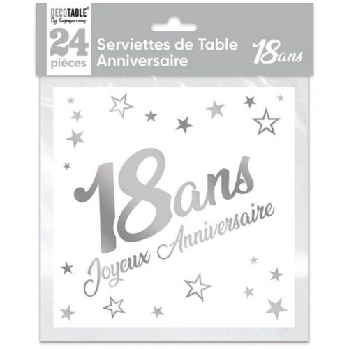 Festivitré 24 Serviettes En Papier Argent Metallise 40 Ans
