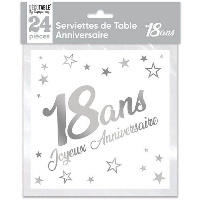 Festivitré 24 Serviettes En Papier Argent Metallise 40 Ans