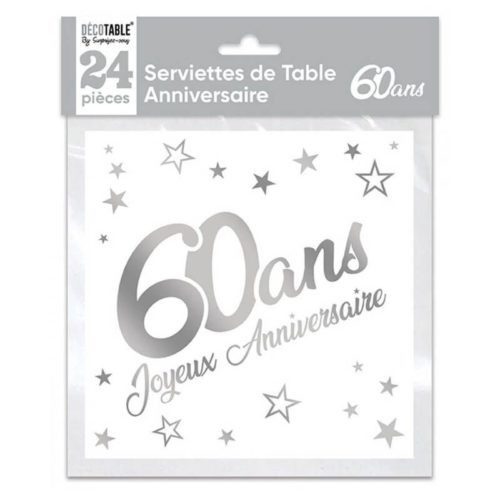 Festivitré 24 Serviettes En Papier Argent Metallise 40 Ans 3