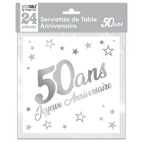 Festivitré 24 Serviettes En Papier Argent Metallise 40 Ans 4