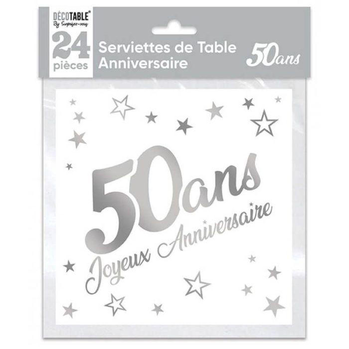 Festivitré 24 Serviettes En Papier Argent Metallise 40 Ans 4