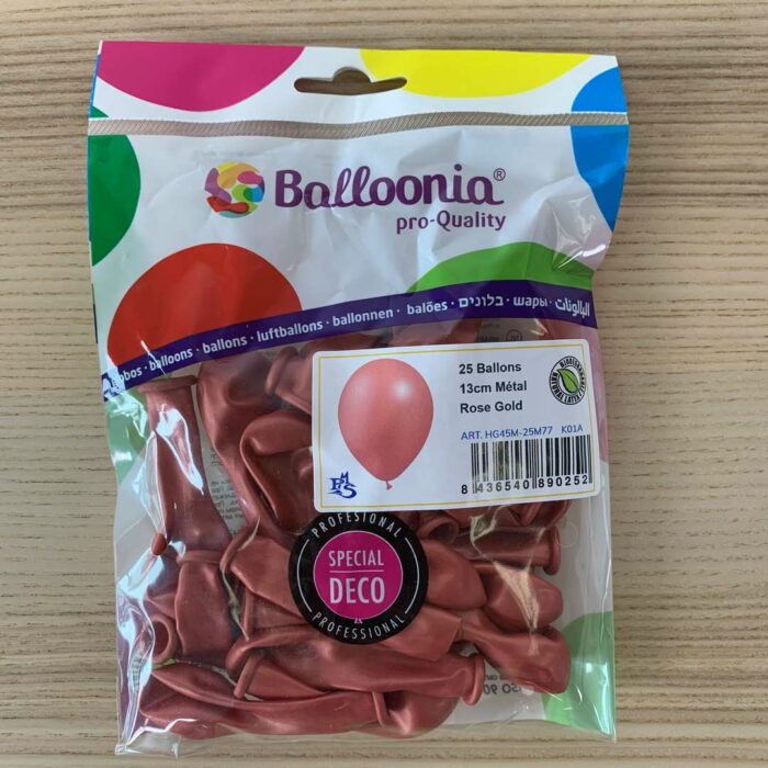 Festivitre Pochette 25 Ballons Metal Rose Gold 13cm