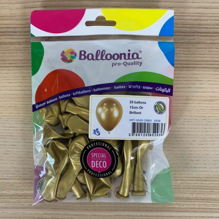 Festivitre Pochette 25 Ballons Or Brillant 13cm