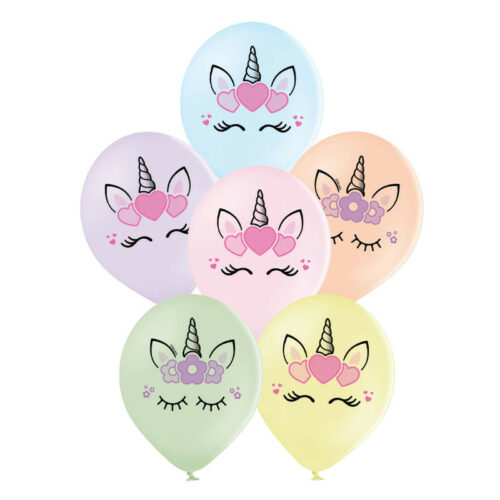 Festivitre 6 Ballons Latex Pastel Animaux Licorne 30 Cm 1
