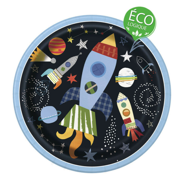 Festivitre 8 Assiettes 23 Cm Outer Space Ecologique