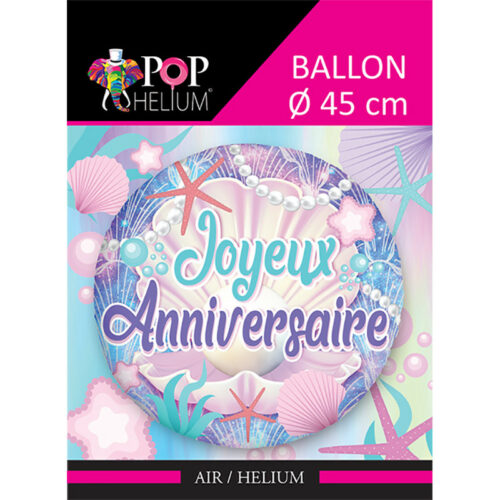 Festivitre Ballon Foil 45cm Joyeux Anniversaire Coquillages