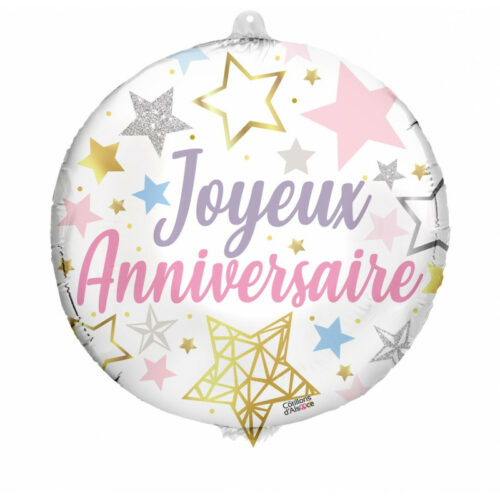 Festivitre Ballon Foil 45cm Joyeux Anniversaire Etoiles 2