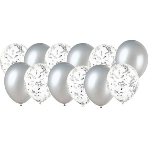 Festivitre Pack De 12 Ballons 6 Ar Metallises 6 C Onfettis Ar