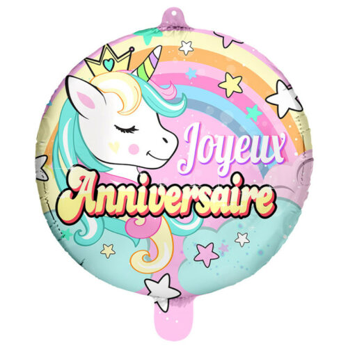 Festivitre Ballon Foil 45cm Joyeux Anniversaire Licorne