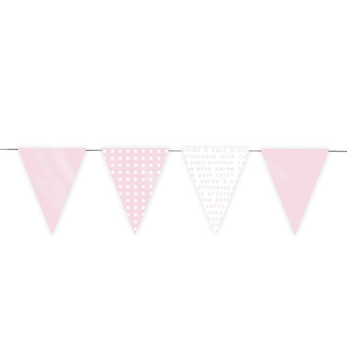 Festivitre Guirlande 12 Fanions Rose 3m