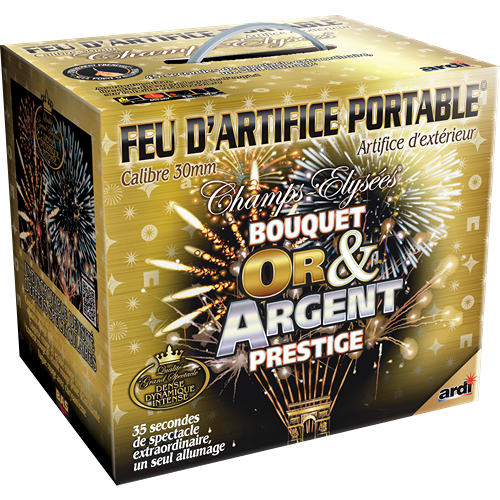 Festivitre 22520 FEU DARTIFICE PORTABLE® BOUQUET OR ET ARGENT PRESTIGE